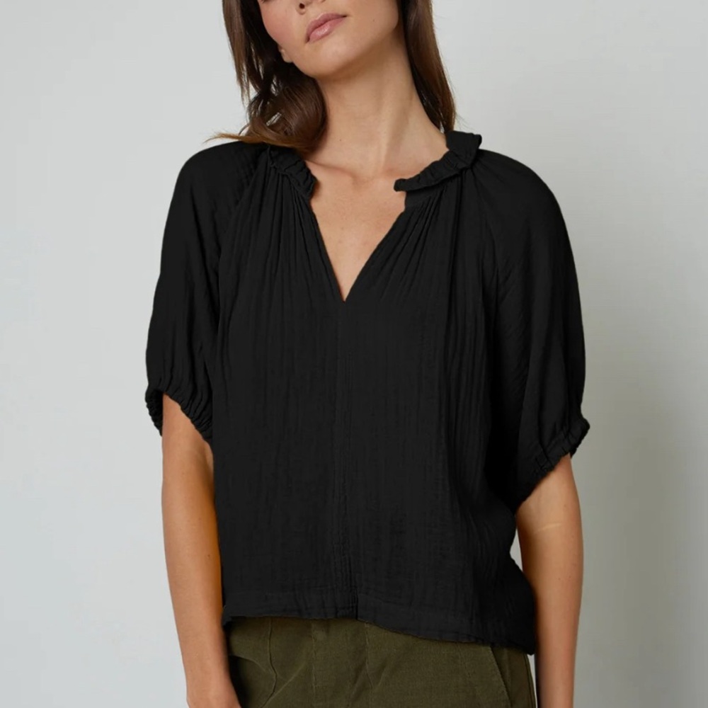 Velvet by Graham & Spencer - Annette Cotton Gauze Top - Black